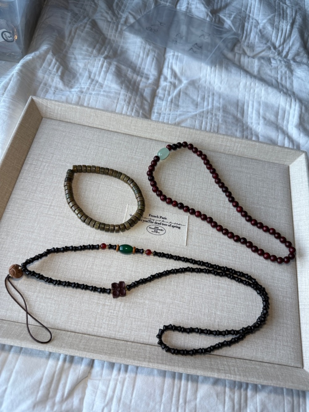 Beaded Wooden Bracelet Necklace Set